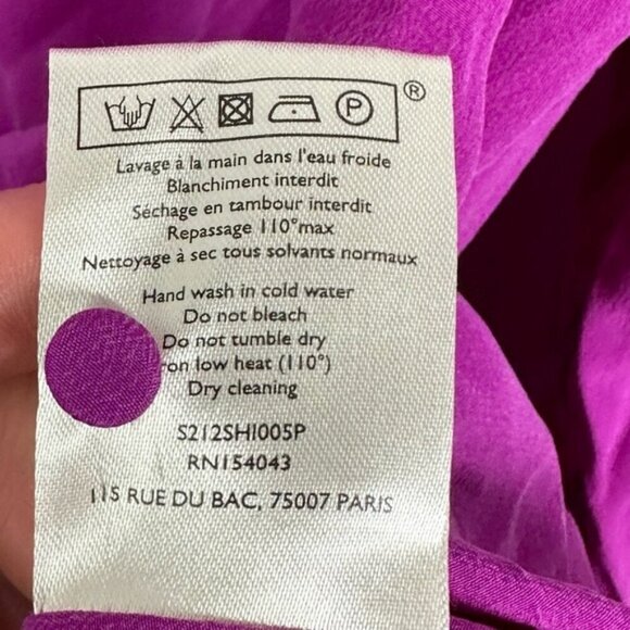 Sezane Ann 100% Silk Button Down Collared Shirt Size 44 French or US 12 Top Pink - Picture 12 of 15